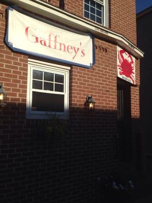 Sun shining on top half of Gaffney's.