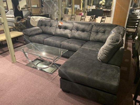 Accrington-Granite- sectional with chic 704988 Coster Fine Furniture Glass Cocktail Table