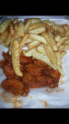 Wings (requested all flats) and side of fries