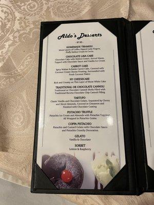 Dessert Menu