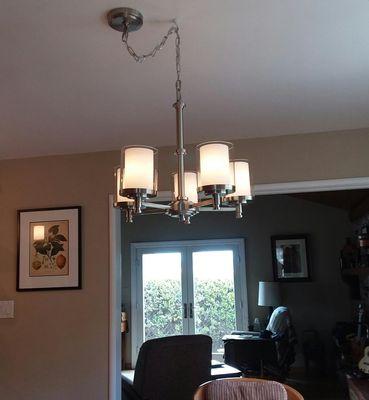 New chandelier hung by Tim