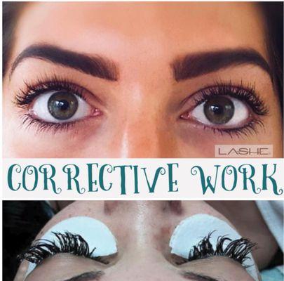 The below shot is definitely not lash extensions.  The were clusters that had glue combed over them.  It was very painful for the client.