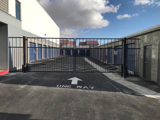 Gated, secure entrance and exit at We-Store Storage in Las Vegas.