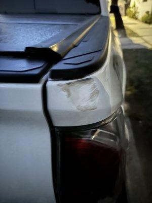 dented truck bed