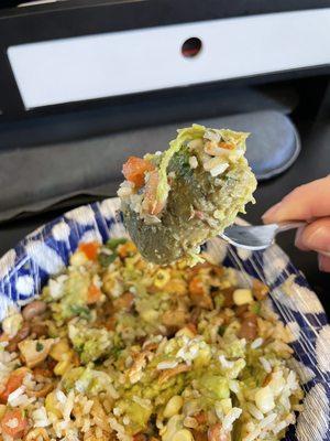 Huge hard chunk of avocado in my burrito bowl