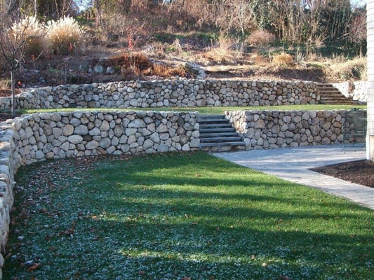 stone retaining wall, Waltham