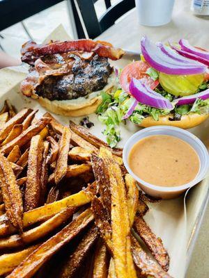 Burger and fries