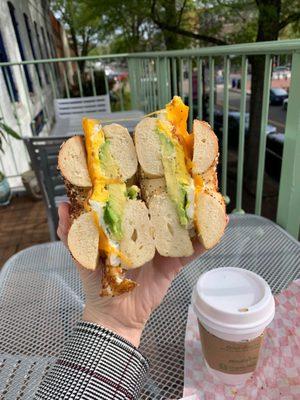 Egg and cheese on the roof deck