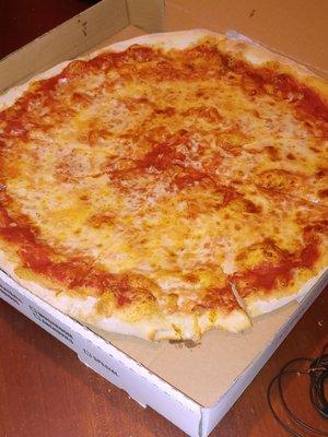 Large plain cheese pizza