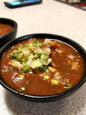 Regular salsa with freshly diced habanero, jalapeño, and cilantro.  So bomb!