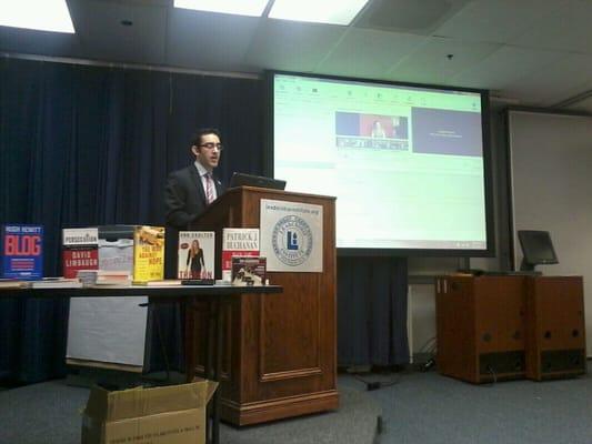 Oliver D. giving a presentation on simple video editing. 1/15/12