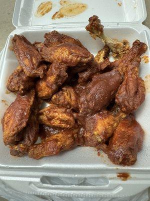 Wings that were just submerged in barbecue sauce nothing great about them