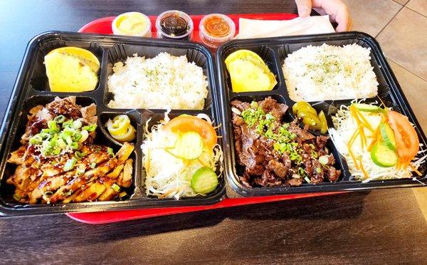 Chicken and Beef teriyaki plate and beef bulgogi plate