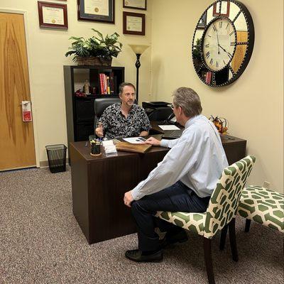 Meeting a client in my new Vacaville office, Grand Opening Day 2022.