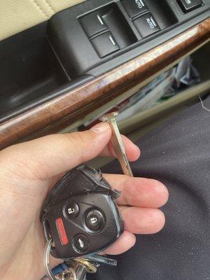 The mechanic broke my car key