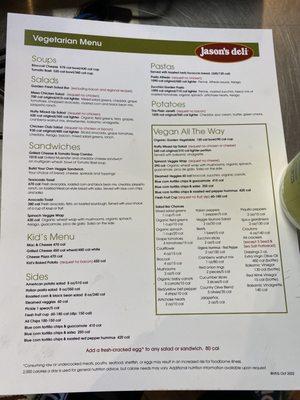 Vegetarian Menu