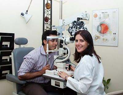 Dr Laria in her eye examination room