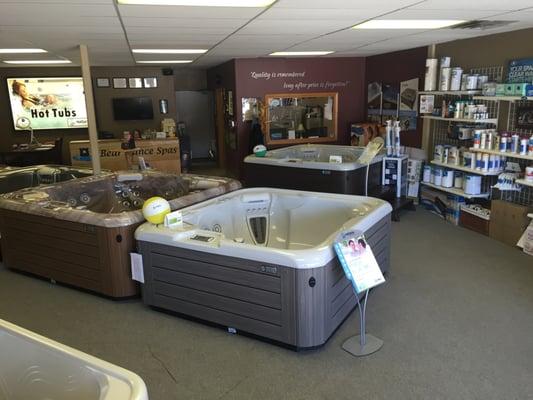 Our showroom featuring some of our Highlife collections spas.