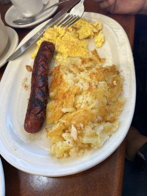 Polish beef sausage and eggs