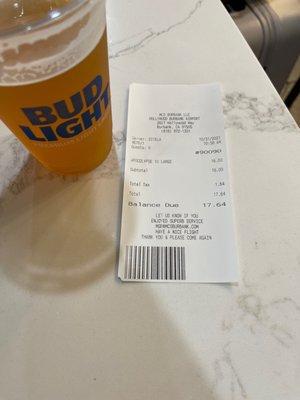 Beer receipt