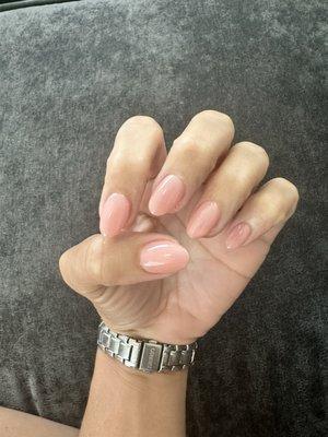 Acrylic fill with gel polish done by Hannah