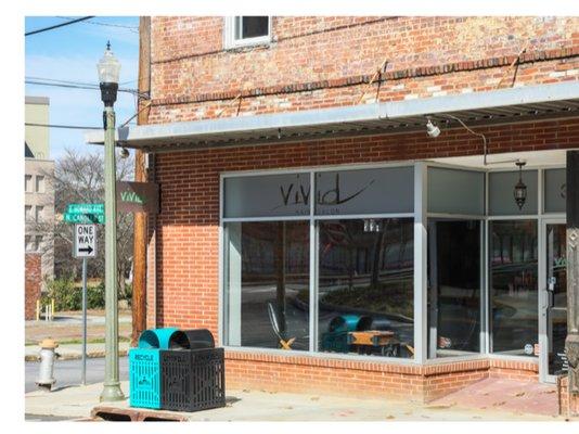 Vivid Storefront at the corner of East Howard and Candler.