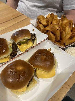 Sliders and fries