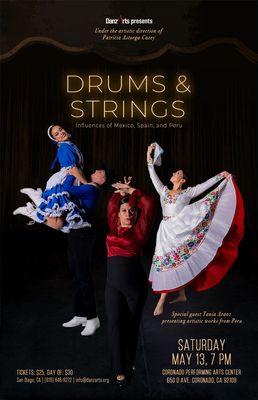 DanzArts presents: DRUMS & STRINGS. Saturday, May 13, 7 pm. 650 D Ave. Coronado, Ca 92108