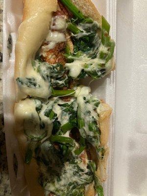 Chicken cutlet broccoli rabe provolone sub