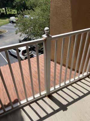 Broken and rusted protected  fance to protect people from falling off walkways on the stair's