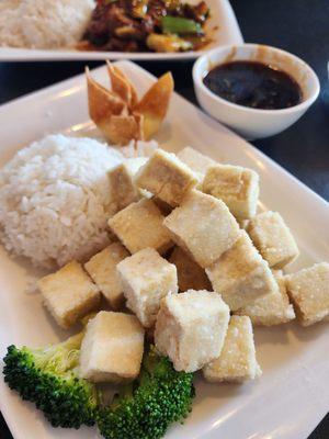 Lunch - general tso's tofu with sauce on the side for an extra $1