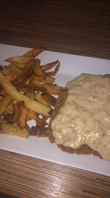 Fries & Chicken Fried Steak with Sausage Gravy