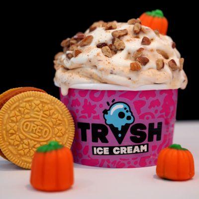 September 2023 Seasonal - Basic Witch. Features pumpkin spice Oreos, toasted pecans, pumpkin spice, marshmallow cream, mallowcreme pumpkin