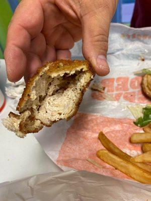 Orange City Burger King served this. Where is the Chicken? This smelled so bad.