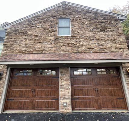 Wood looking steel garage doors