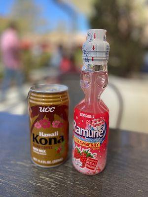 Strawberry ramune and Kona coffee