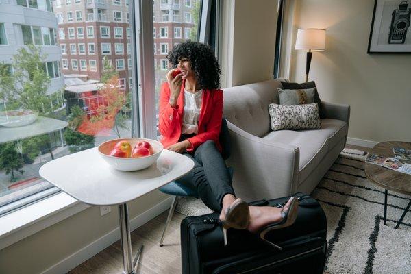 Large, wide windows to enjoy the views off 2nd or Wall St. in the fantastic Belltown neighborhood.