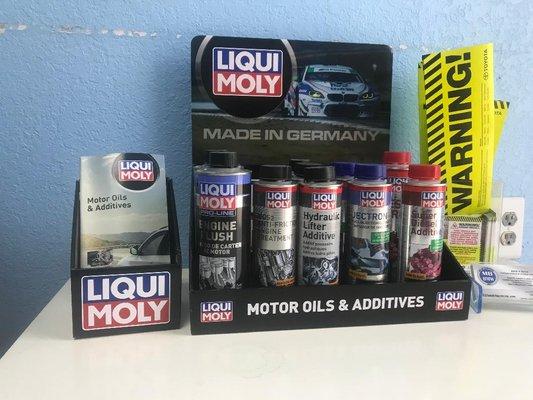 Take some home with you and keep your car running at its best  LiquiMoly Display: Motor Oil and Fuel Addititves