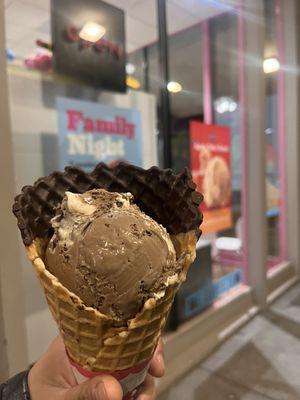 World Class Chocolate in a chocolate dipped waffle cone