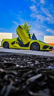 @pazong13 Chevrolet Corvette C8 from California just got some lambo doors conversion kit installed by Vertical Doors, Inc., VDCCHEVYCORC820