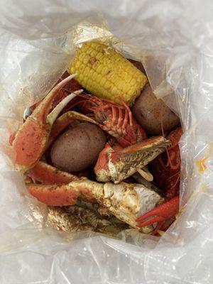 Seafood boil with Dungeness crab snow craw and crawfish