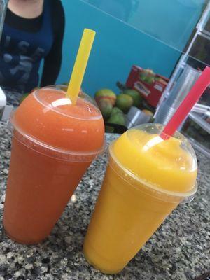 Papaya/mango slushy and mango orange slushy.