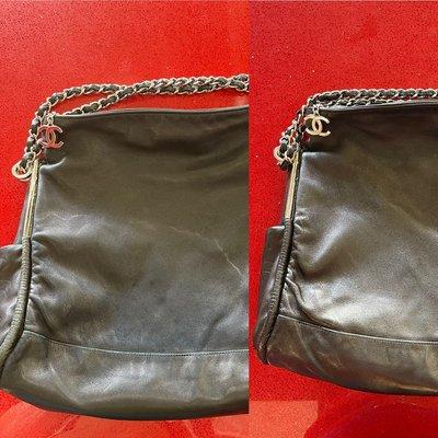 Water stains before and after professional leather cleaning now at the perfect fit