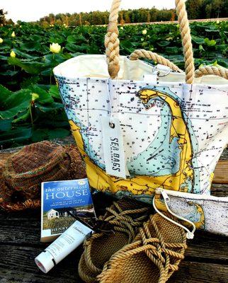 This is the Cape Cod Nautical Chart Bag with matching wristlet.