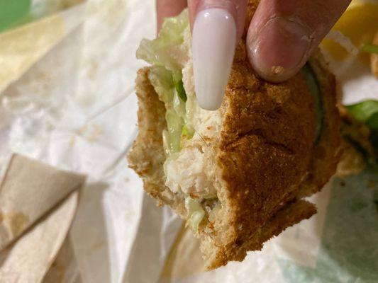 you gotta be kidding me.. there's a hair in the middle of the sandwich I mean I love subway but I would love another sandwich too