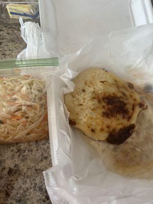 Pupusa pork and cheese and slaw