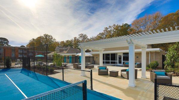 Tennis Court with Shaded Sitting Area