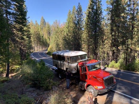 Fred getting us loaded onto his brand new Peterbuilt truck just outside Yosemite National Park.