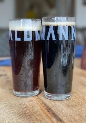 Bockbier on the left and Schwarzbier on the right.