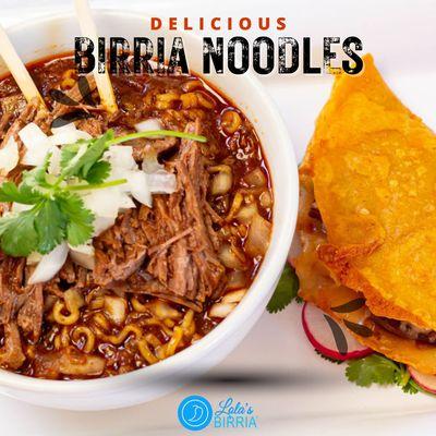 Delicious Birria Noodles at Lola's